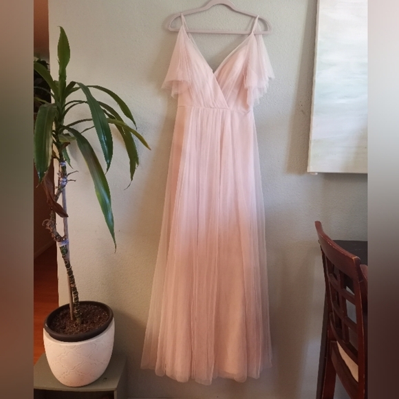 NWT Jenny Yoo Aeryn Pastel Blush Pink Tulle Overlay Flowy Formal Bridal Dress - Picture 4 of 6